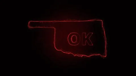 Plexus flat map showing the state of Oklahoma from the United State of America Stock Illustration