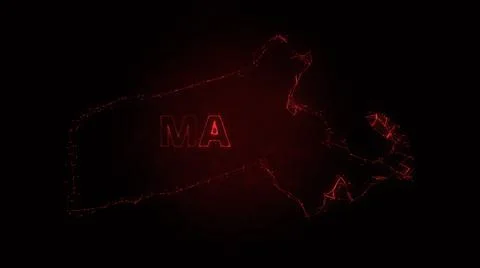 Plexus flat map showing the state of Massachusetts from the United State of Illustrazione stock