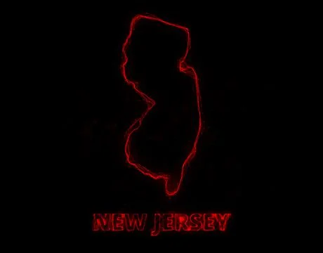 Plexus flat map showing the state of New Jersey from the United State of America Stock Illustration