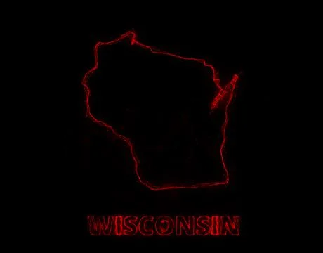 Plexus flat map showing the state of Wisconsin from the United State of America Stock Illustration
