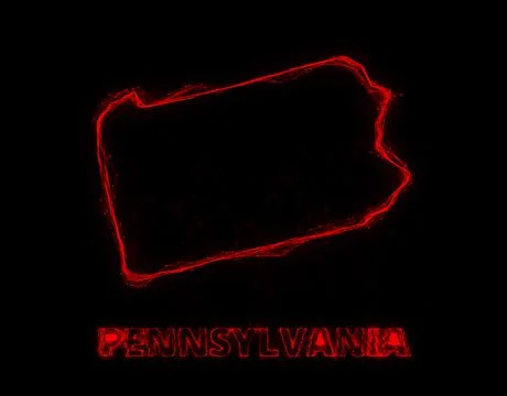 Plexus flat map showing the state of Pennsylvania from the United State of Stock Illustration