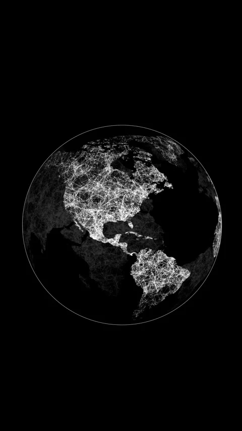 Plexus globe on black background. 3D amination. Rotating. Vertical Stock Footage 327118718