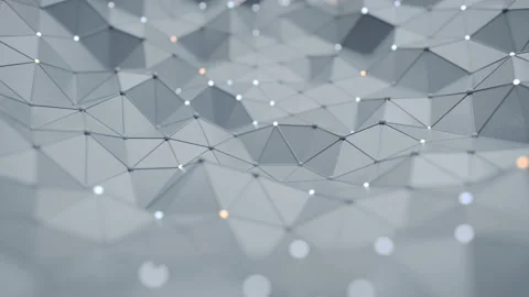 Plexus grey surface with lines and glowing nodes loopable 3D render animation Stock Footage 101843964