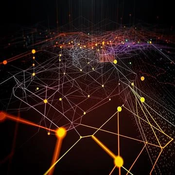 Plexus grid of lines and dots in perspective background Stock Illustration