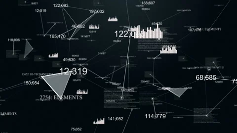 Plexus with HUD elements. Abstract background with diagrams, graphs, figures Stock Footage 87159907