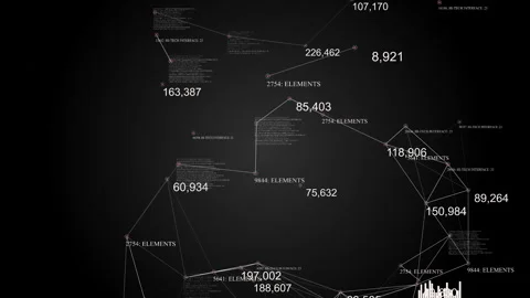 Plexus with HUD elements. Abstract background with diagrams, graphs, figures Stock Footage 87195095