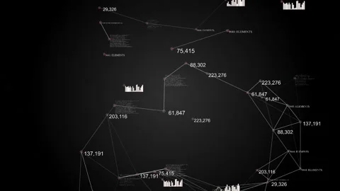 Plexus with HUD elements. Abstract background with diagrams, graphs, figures. Stock Footage 87243245