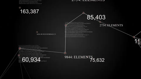 Plexus with HUD elements. Abstract background with diagrams, graphs, figures Stock Footage 87243316