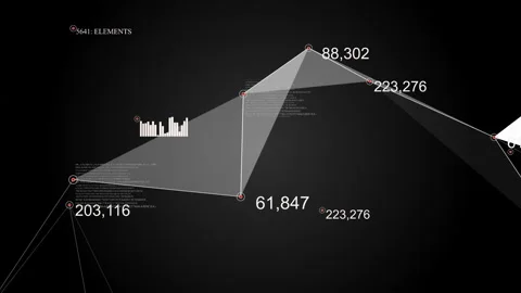 Plexus with HUD elements. Abstract background with diagrams, graphs, figures Stock Footage 87243364