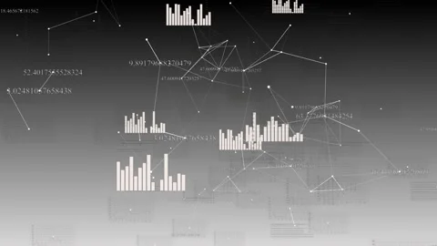 Plexus with HUD elements. Abstract background with diagrams, graphs, figures. Stock Footage 93919845
