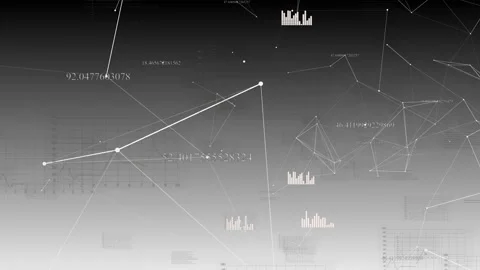 Plexus with HUD elements. Abstract background with diagrams, graphs, figures. Stock Footage 93923340