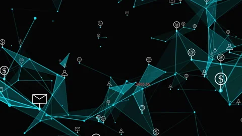 Plexus with HUD elements. Abstract background. 4k Stock Footage 235978861