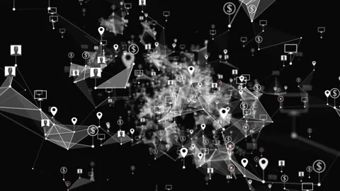 Plexus with HUD elements. Abstract background with figure . Stock Footage 236631233