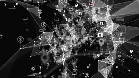 Plexus with HUD elements. Abstract background with figure . Stock Footage 236631605