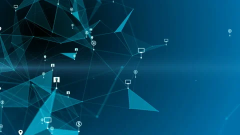 Plexus with HUD elements. Abstract background with figure . Video stock 236975162