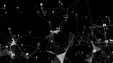 Plexus with HUD elements. Abstract background with figure . 4k Video stock 237595139