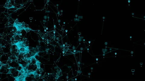 Plexus with HUD elements. Abstract background with figure . 4k Stock Footage 237744468