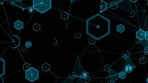 Plexus with HUD elements. Abstract background with figure . 4k Stock Footage 237983938