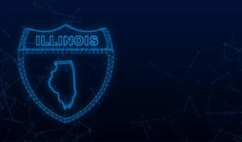 Plexus icon map of the state of Illinois from the united state of america Stock Illustration