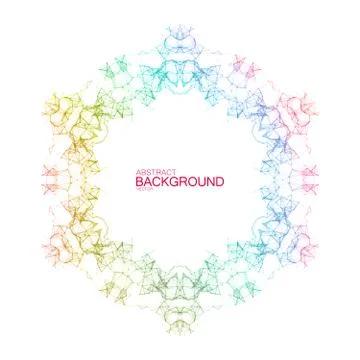 Plexus Iridescent Geometric Wreath. Stock Illustration