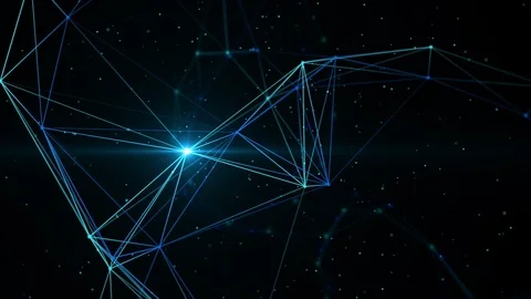 Plexus lines and dots network rotating with particles and pulsating light Video stock 87283482