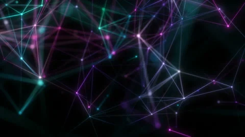 Plexus lines and dots in organic motion. Abstract technology, science and Stockbeeldmateriaal 105397432