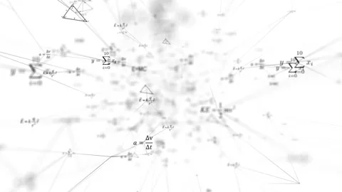 Plexus of lines and formulas on a white background, free flight. Labyrinth Stock Footage 113457844