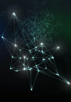 Plexus lines, dots and light beams with light points. Abstract technology, sc Stock Illustration