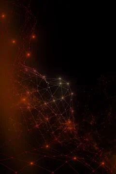 Plexus lines, dots and light beams with light points. Abstract technology, sc Stock Illustration