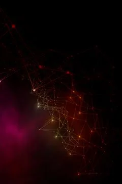 Plexus lines, dots and light beams with light points. Abstract technology, sc Stock Illustration