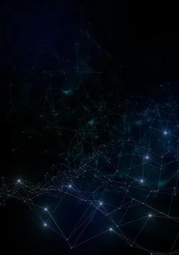 Plexus lines, dots and light beams with light points. Abstract technology, .. Illustrazione stock