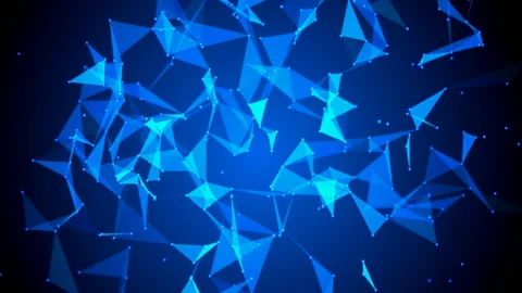 Plexus of lines, triangles and dots on a blue background, promo video Stock Footage 165815445