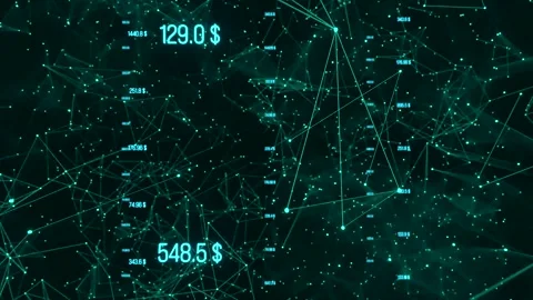 Plexus, links between polygons and financial data, trading algorithms. Stock Footage 332644933