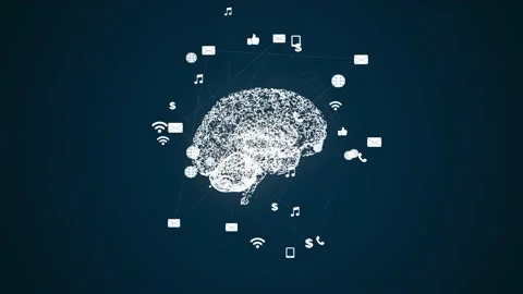 Plexus with media icons, and the problems that bother him. Stock Footage 141974683