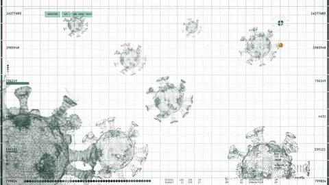 Plexus microscope corona virus Covid 19, Close up. User interface Stock Footage 128288844