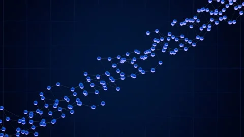 Plexus Molecule Network Structure Diagonal Rotating on Blue Grid Background. 4K Stock Footage 346769740
