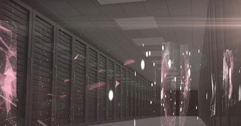 Plexus network against multiple servers Stock Illustration