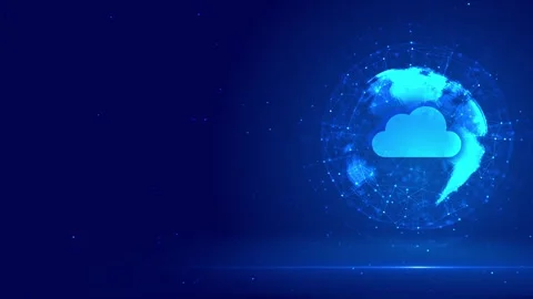 Plexus Network Around Rotating Globe with Cloud Storage Particles Video stock 315415999