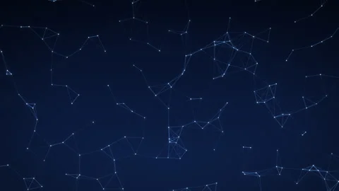 Plexus network of connected points and lines on dark blue, 4K loop 動画素材 347464412
