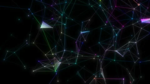 Plexus network connections cloud sphere in hologram iridescent neon rainbow Stock Footage 115135880