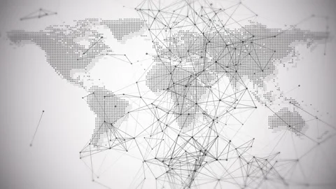 Plexus Network Technology on Map World Loop Stock Footage 262715958