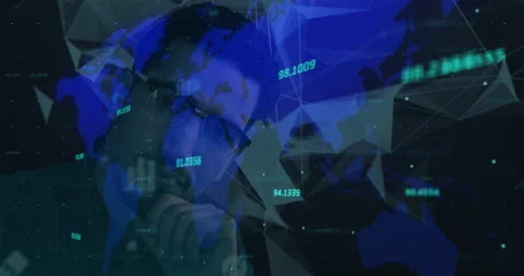 Plexus networks against world map on black background Stock Footage 141442321