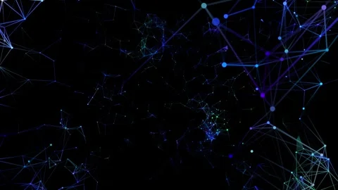 Plexus neuron flashes. Geometric patterns of bright color on dark backgrounds. Stock Footage 302790263
