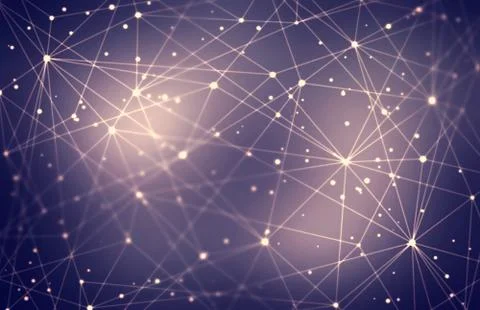 Plexus pattern dark violet gloss metallic background 3d. System structure. Stock Illustration