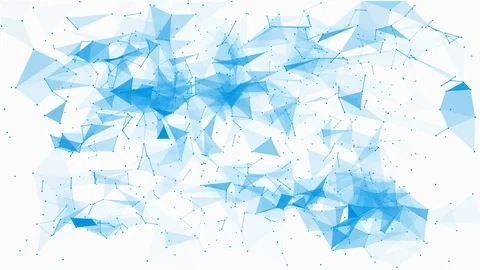Plexus of points and light blue triangles in motion on a white background Stock Footage 111819196