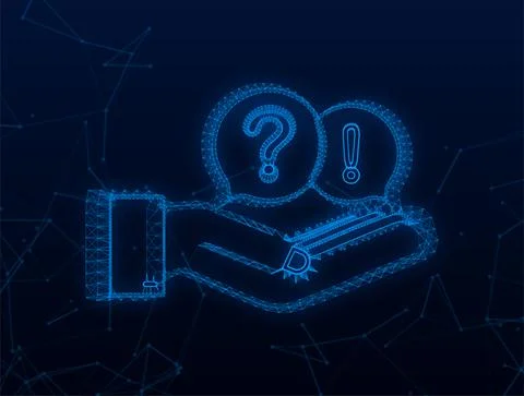 Plexus Question and Answer Bubble Chat hanging over hands on green background Stock Illustration