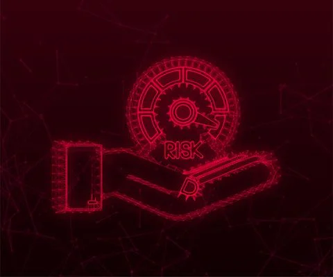 Plexus Risk icon on speedometer in hands. High risk meter. Vector stock Stock Illustration