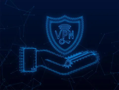 Plexus Secure VPN connection concept with hands. Hnads holding vpn sign. Virtual 库存插图