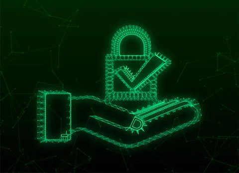 Plexus shield, a symbol of protection and reliability with hands. Vector stock Stock Illustration