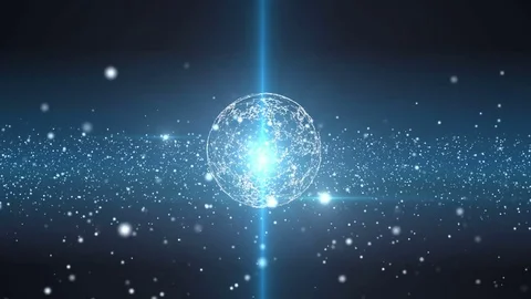 Plexus sphere in a 3D particles field. Flickering light. Organic slow motion Stock Footage 80522732